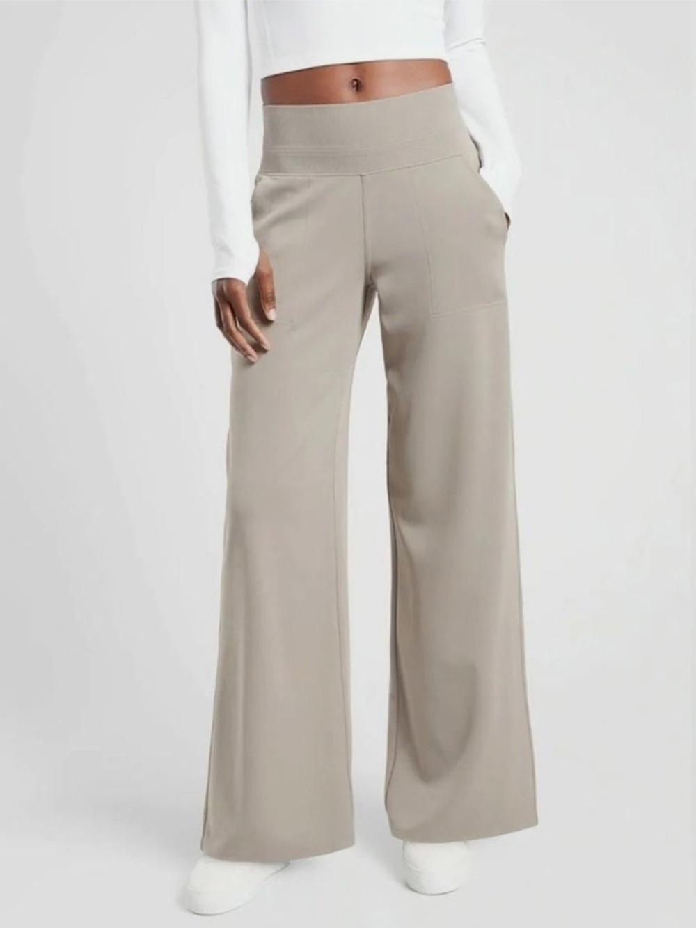 Athleta Dark Taupe Grey Venice High Rise Wide Leg Elastic Waist Pant Size XS - Picture 2 of 12